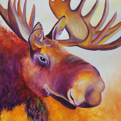 Painting of a Moose in Canada