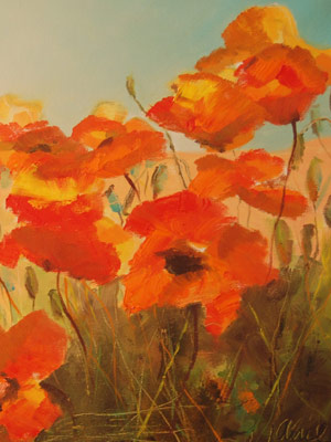 Painting of poppies for sale in Totnes, Devon