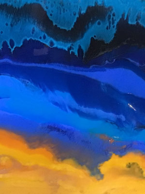 Large resin painting of devon coastline 