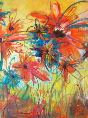 Janie Matthews Read's painting of brightly coloured poppies